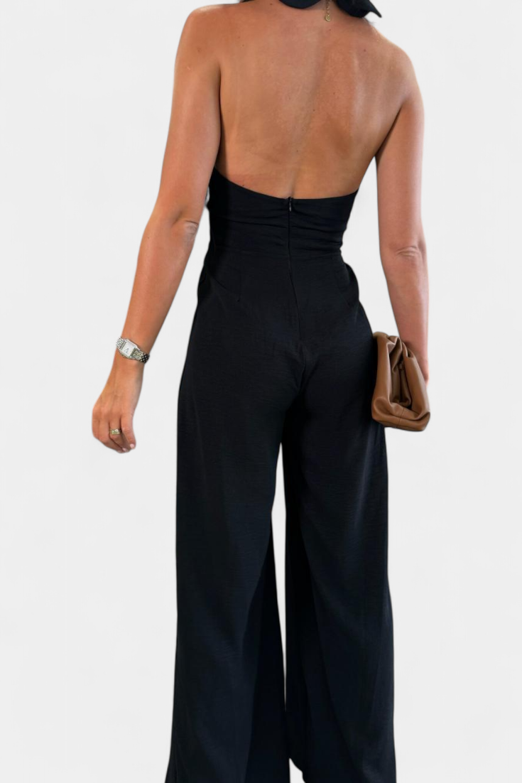 Jessica Mono Halter Cross Backless Wide Leg
