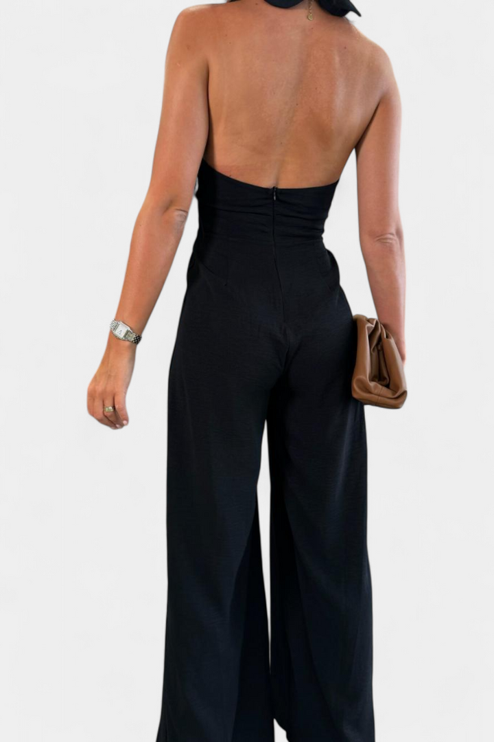 Jessica Mono Halter Cross Backless Wide Leg