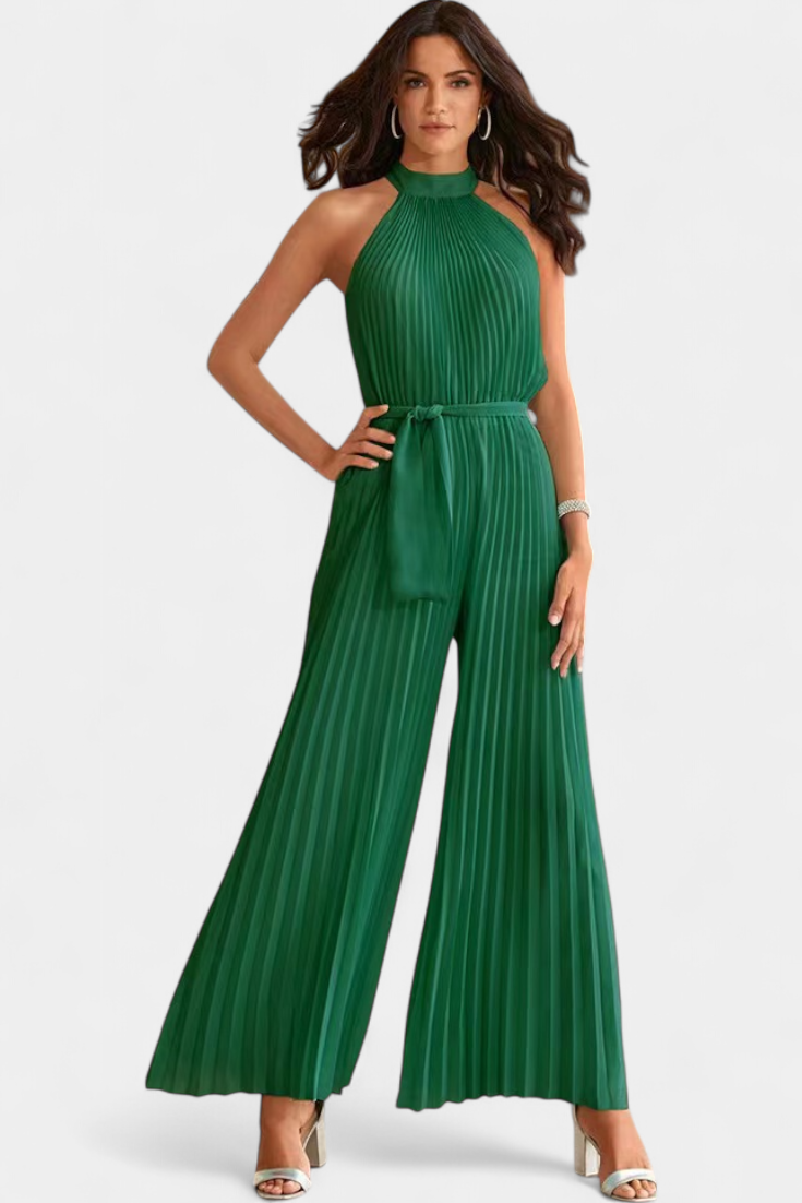 Patrizia Mono Palazzo Pleated with Halter Neck
