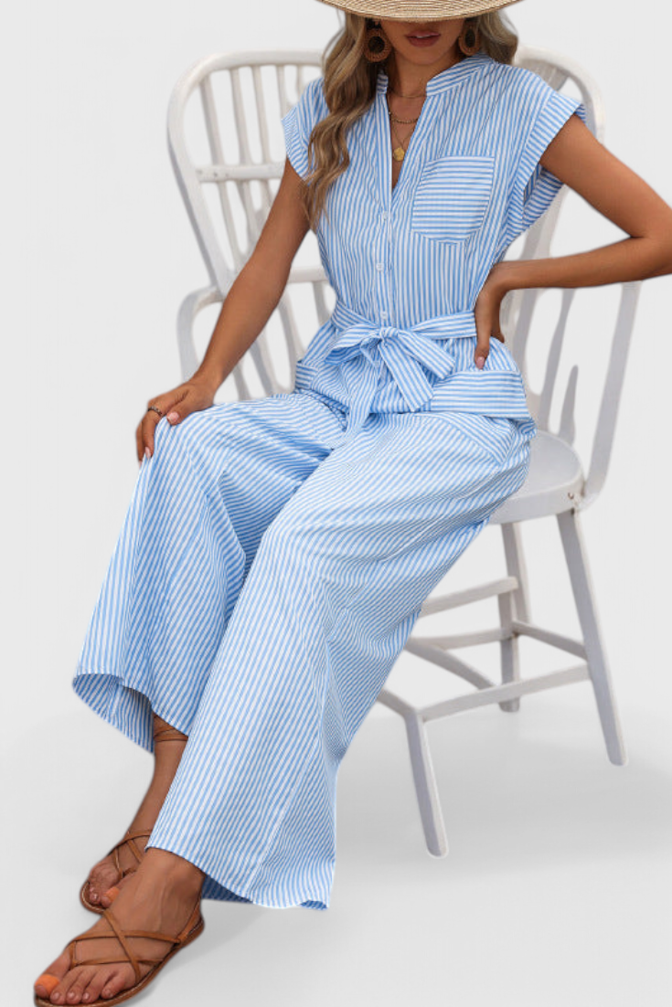 Inés Wide-Leg Striped Jumpsuit