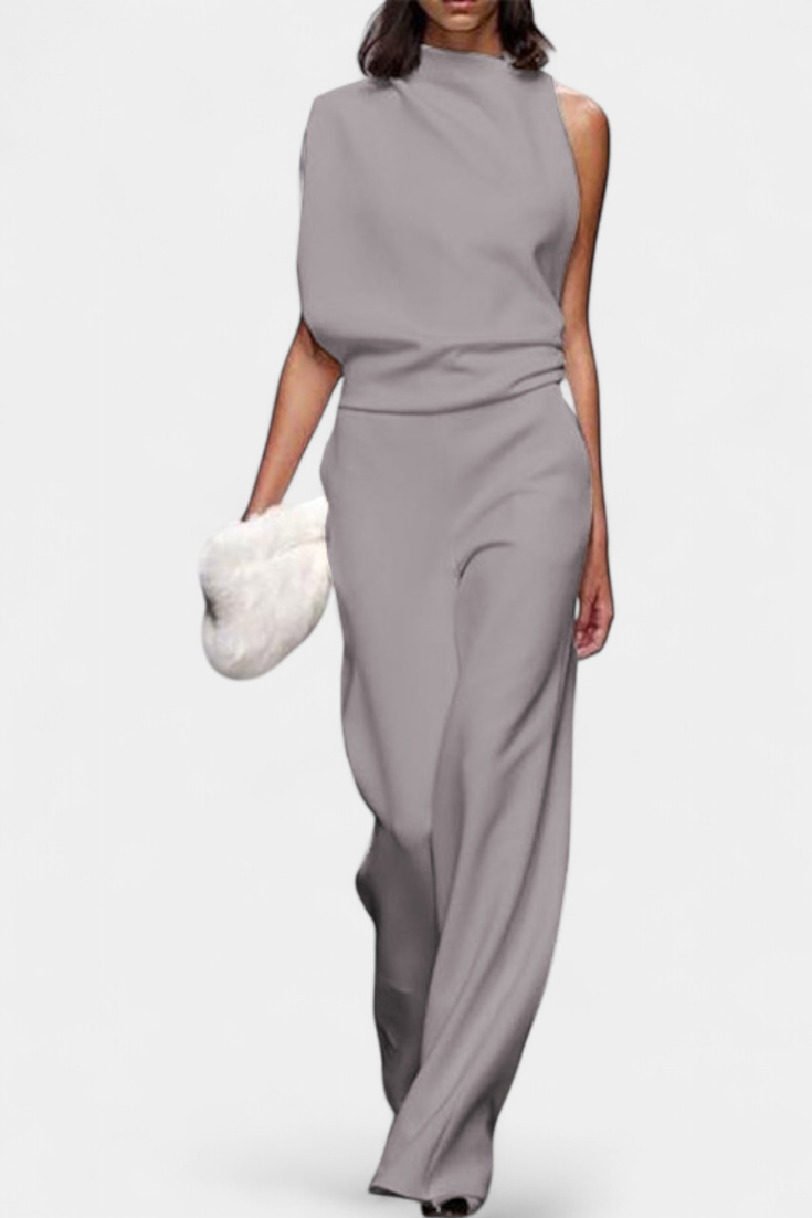 Etta Asymmetrical Fluid Leg Jumpsuit