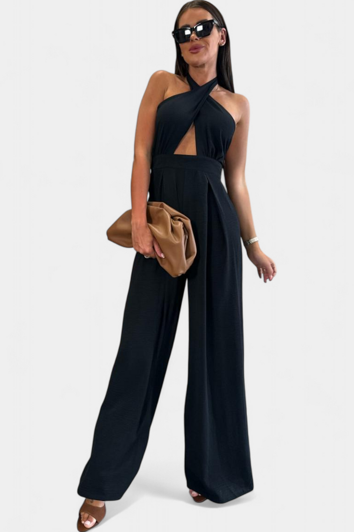 Jessica Mono Halter Cross Backless Wide Leg