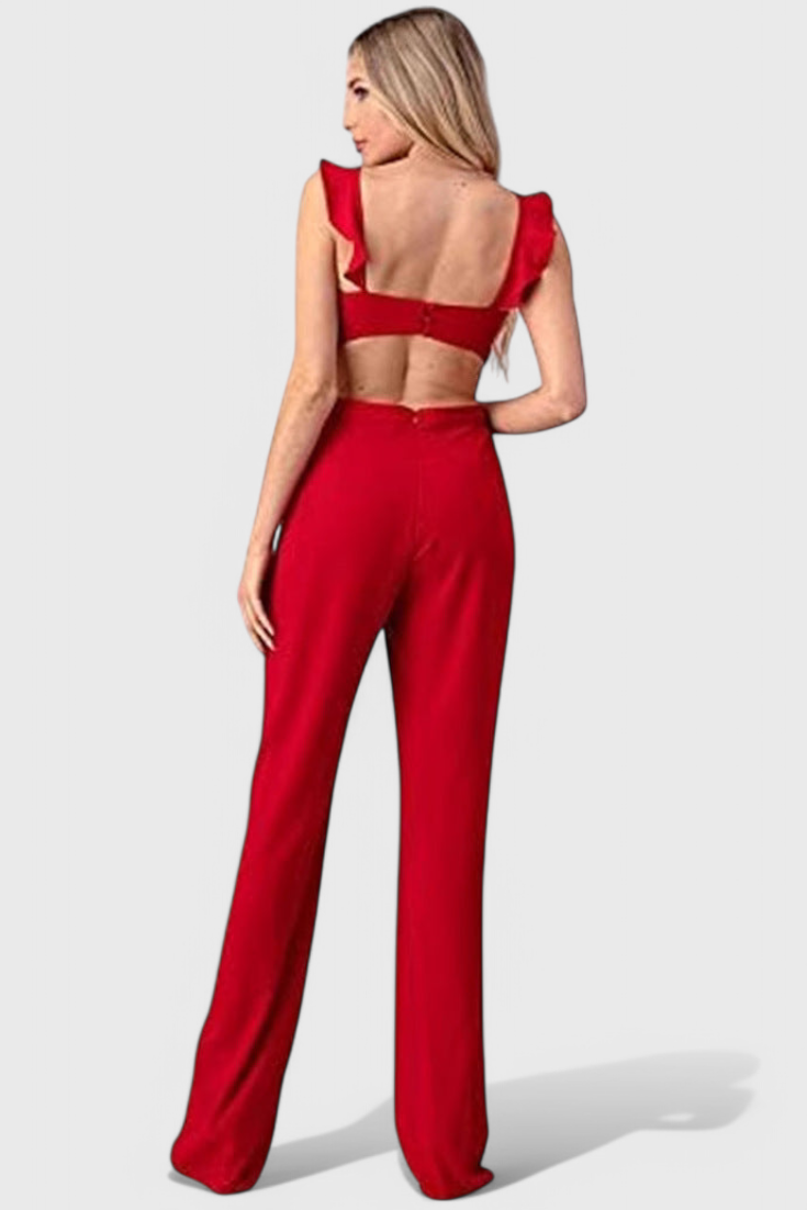 Chantal Jumpsuit with Cut-Out and Ruffles
