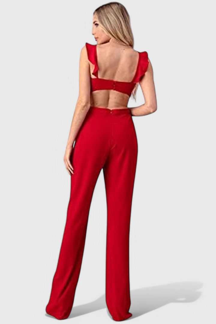 Chantal Jumpsuit with Cut-Out and Ruffles