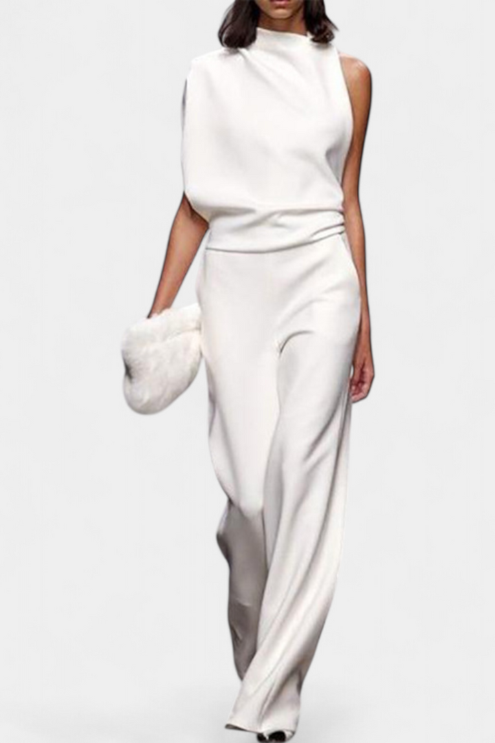 Etta Asymmetrical Fluid Leg Jumpsuit