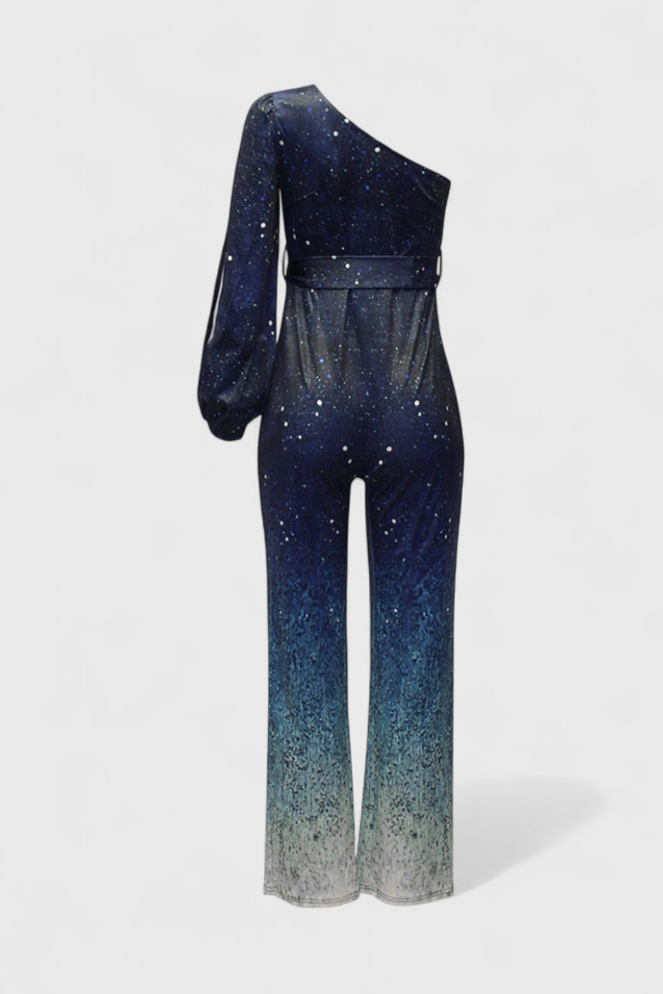 Cintia Asymmetrical Jumpsuit with Gradient Sparkles