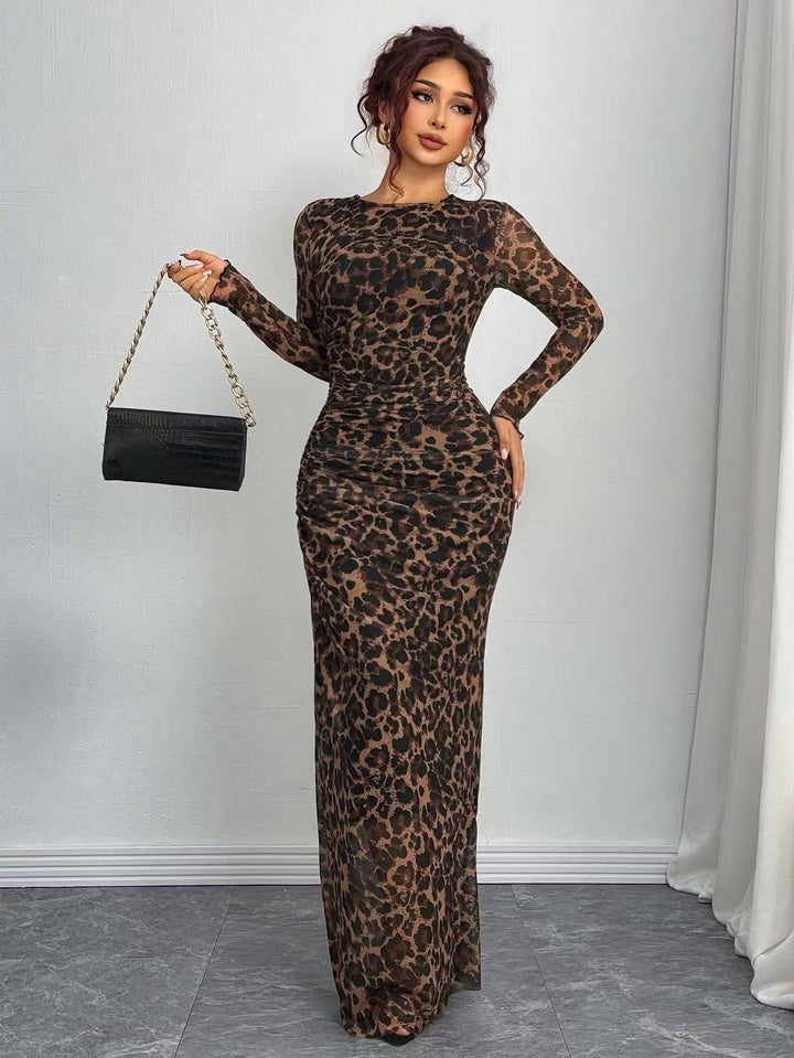 Natalia | Comfortable Printed Long Sleeve Maxi Bodycon Dress