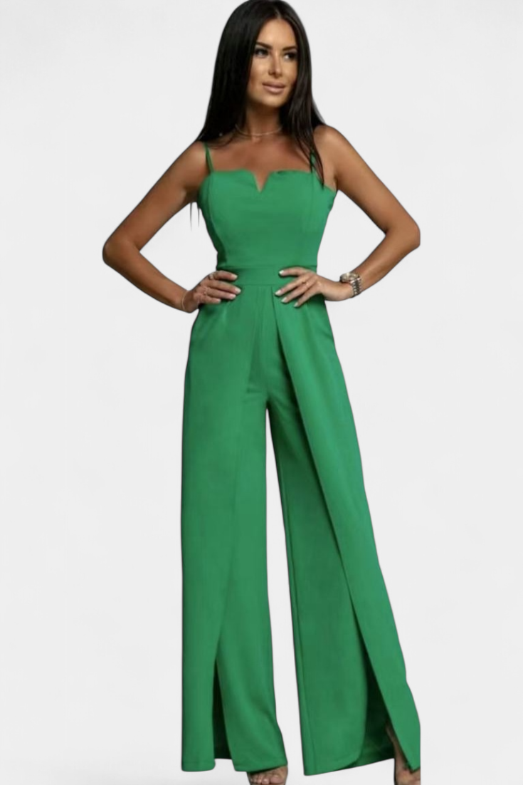 Prescillia Jumpsuit with Spaghetti Straps and Leg Opening