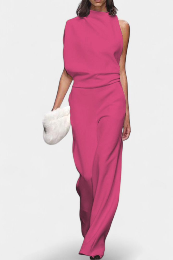 Etta Asymmetrical Fluid Leg Jumpsuit
