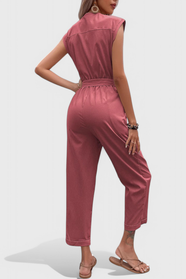 Marie Sleeveless Jumpsuit with Buttons