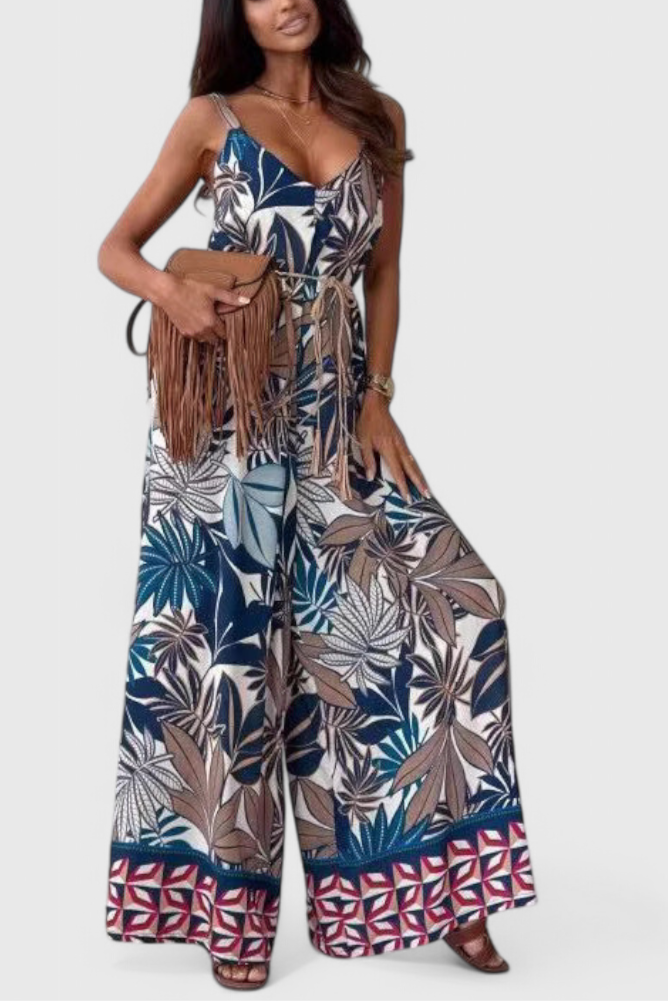 Gabriella Wide Leg Jumpsuit with Bold Print