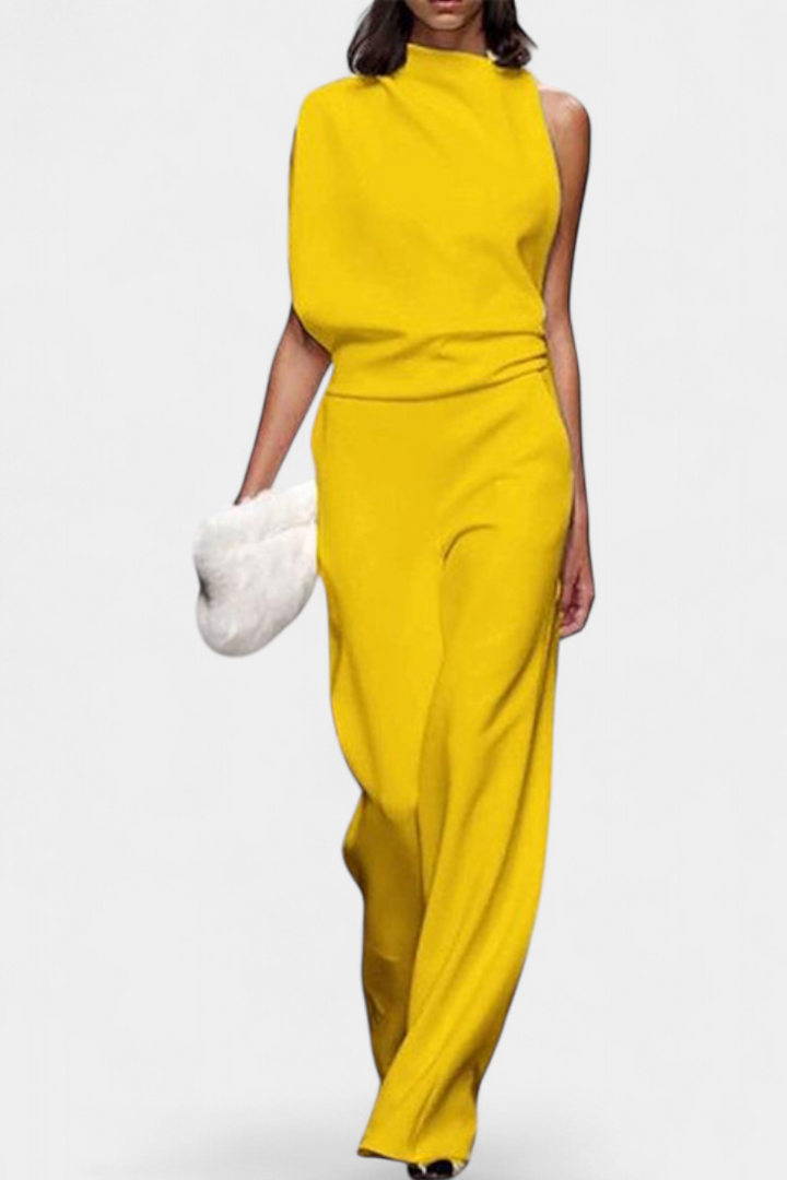 Etta Asymmetrical Fluid Leg Jumpsuit