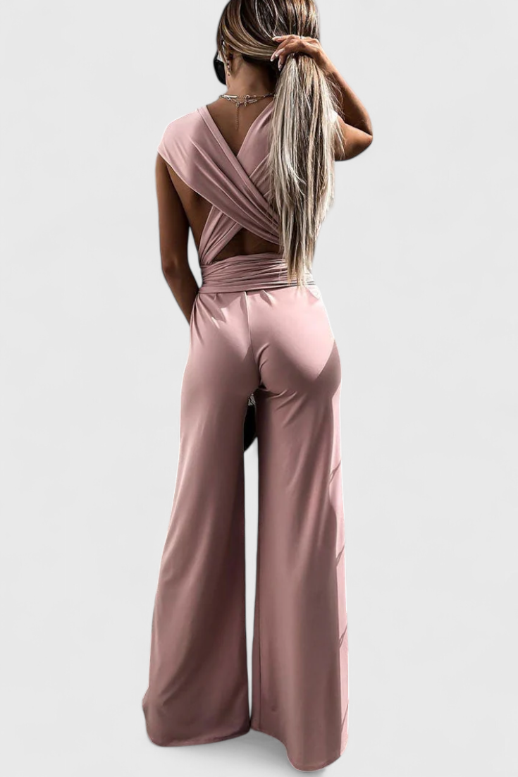 Ivana Wide-Leg Jumpsuit with Crossed Back