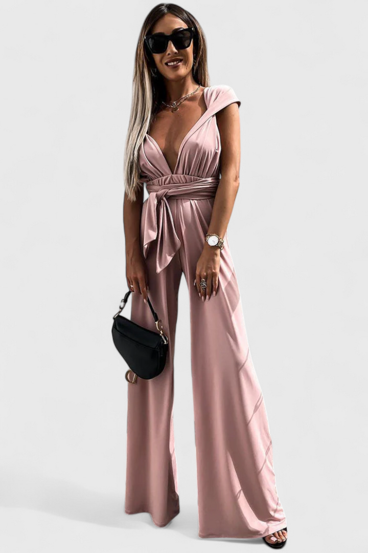 Ivana Wide-Leg Jumpsuit with Crossed Back