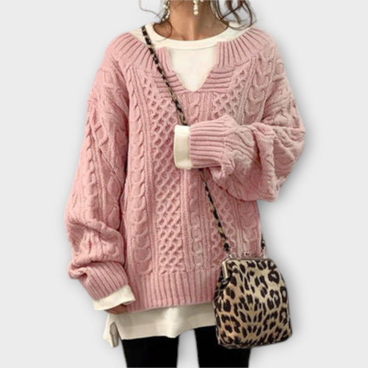 Suéter Oversize con Motivo de Trenza
