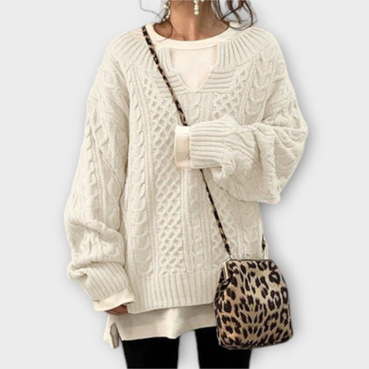 Suéter Oversize con Motivo de Trenza