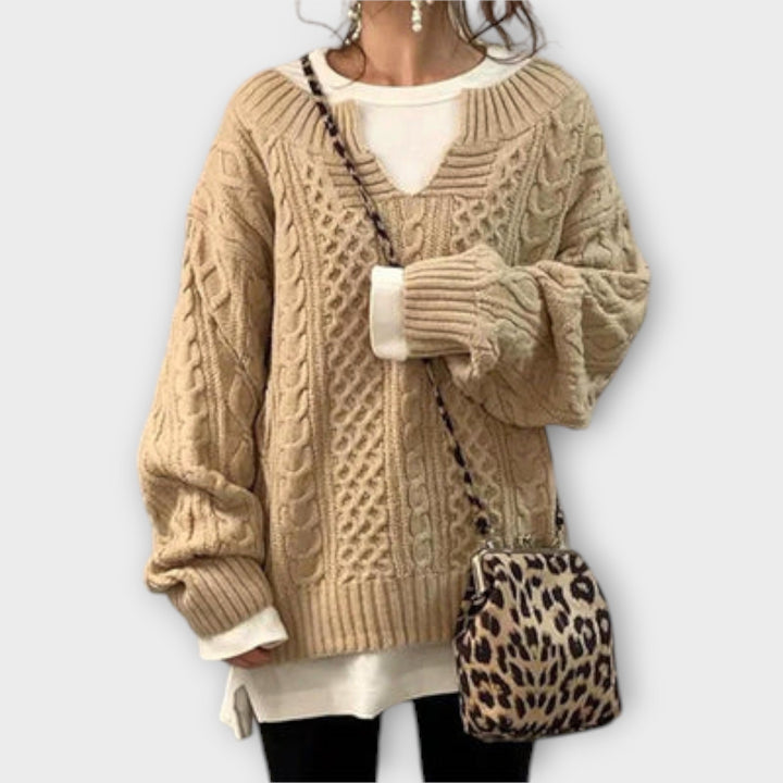 Suéter Oversize con Motivo de Trenza