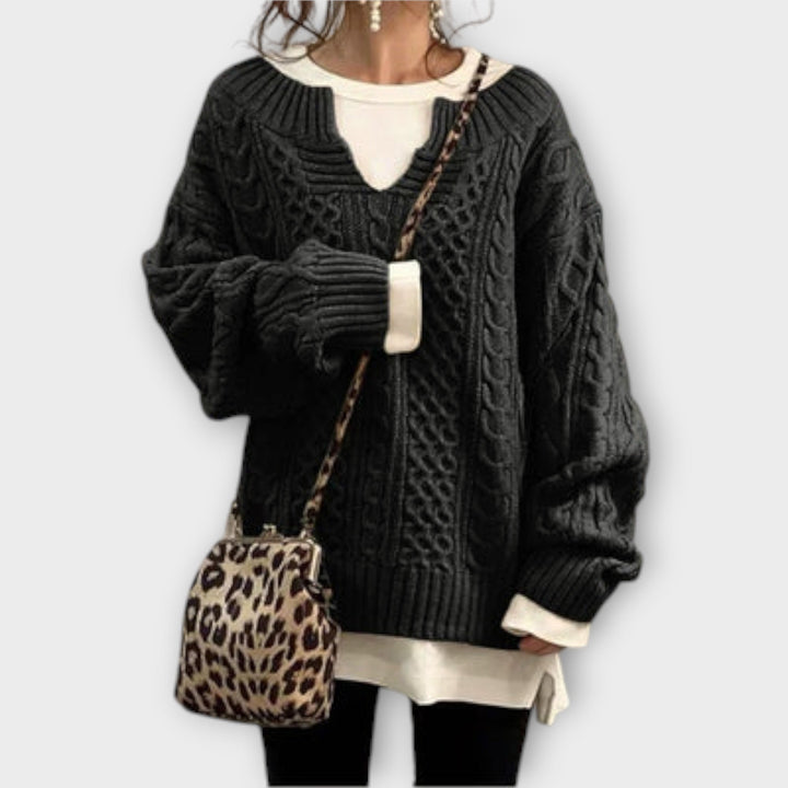 Suéter Oversize con Motivo de Trenza
