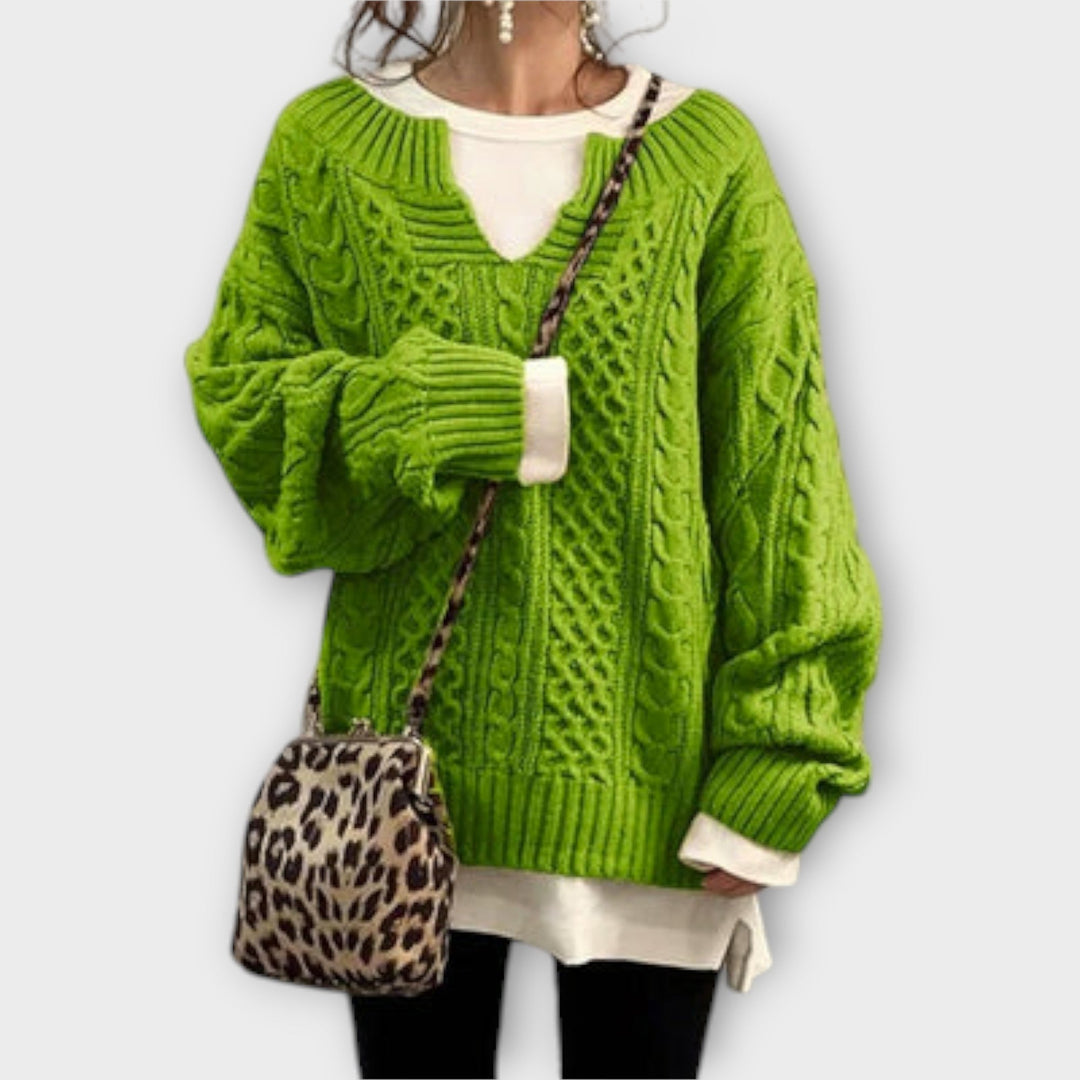 Suéter Oversize con Motivo de Trenza