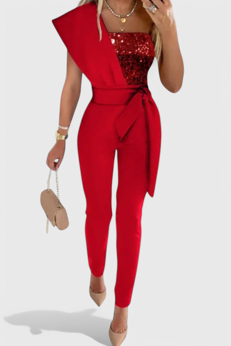 Layla Sequin One-Shoulder Jumpsuit