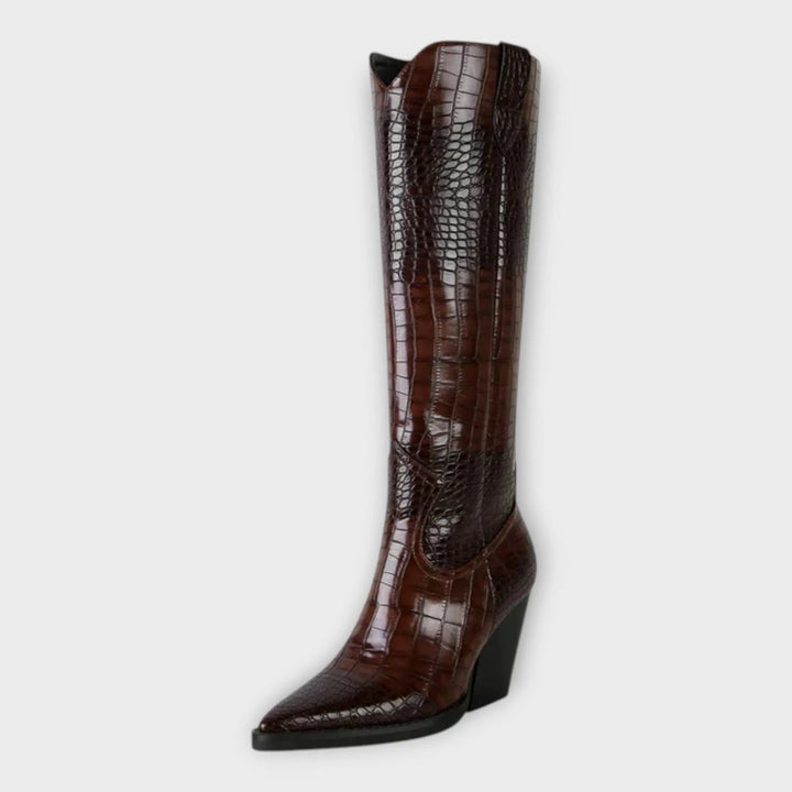 Crocodile Print Boots with Elegant Heel