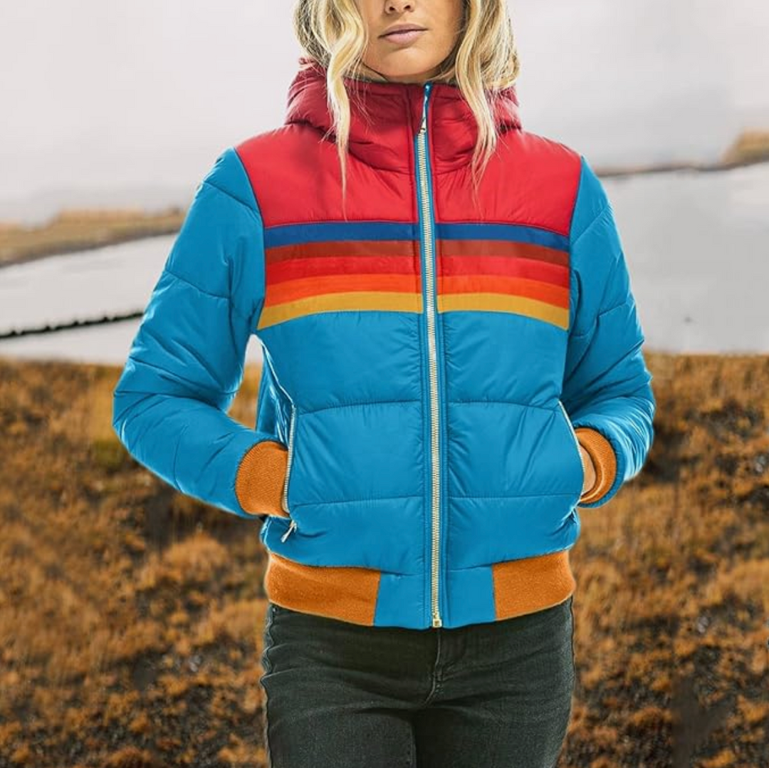 Ines - Retro Hooded Leather Jacket