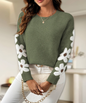 Silke - Suéter suave de punto con diseño floral