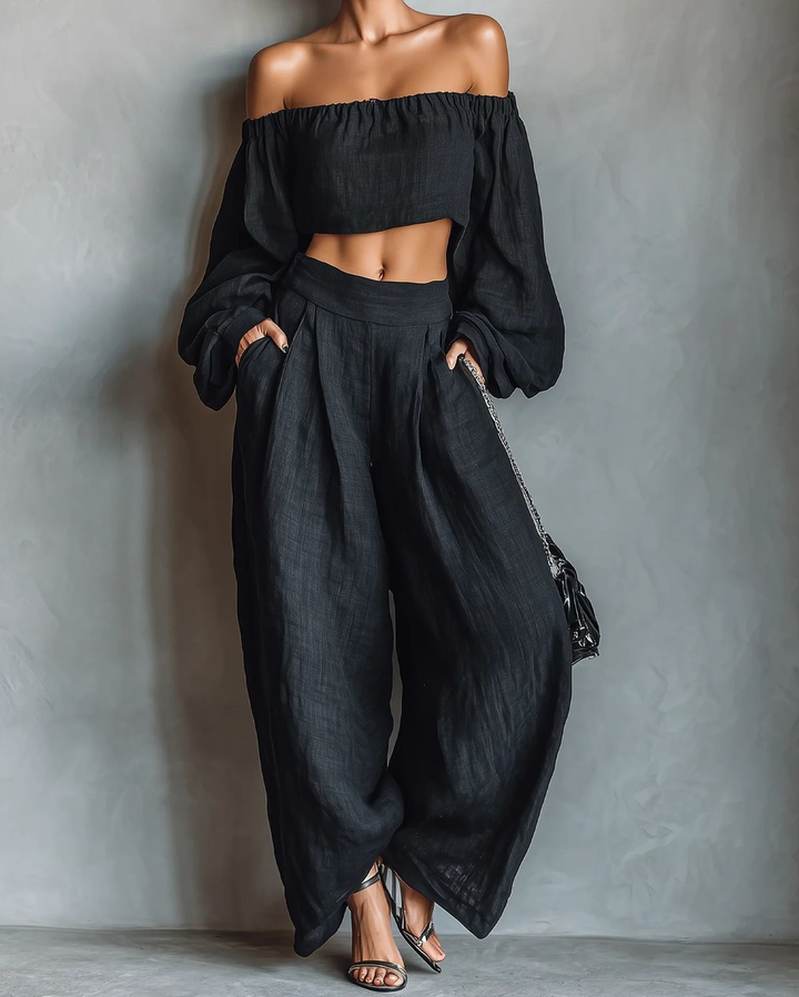 Carmen | Off-Shoulder Set with Wide Trousers