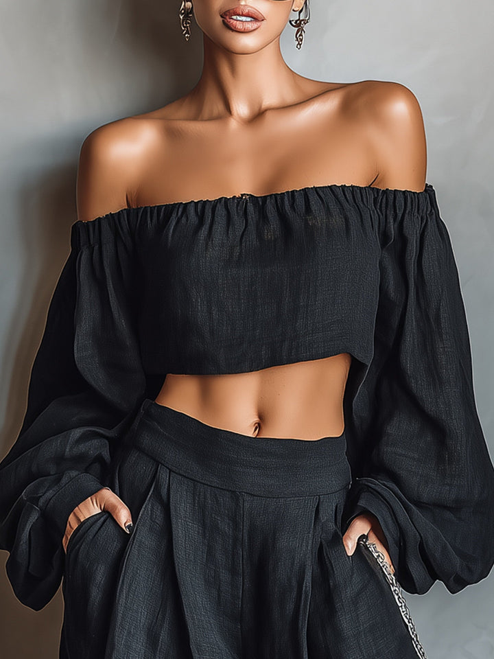Carmen | Off-Shoulder Set with Wide Trousers