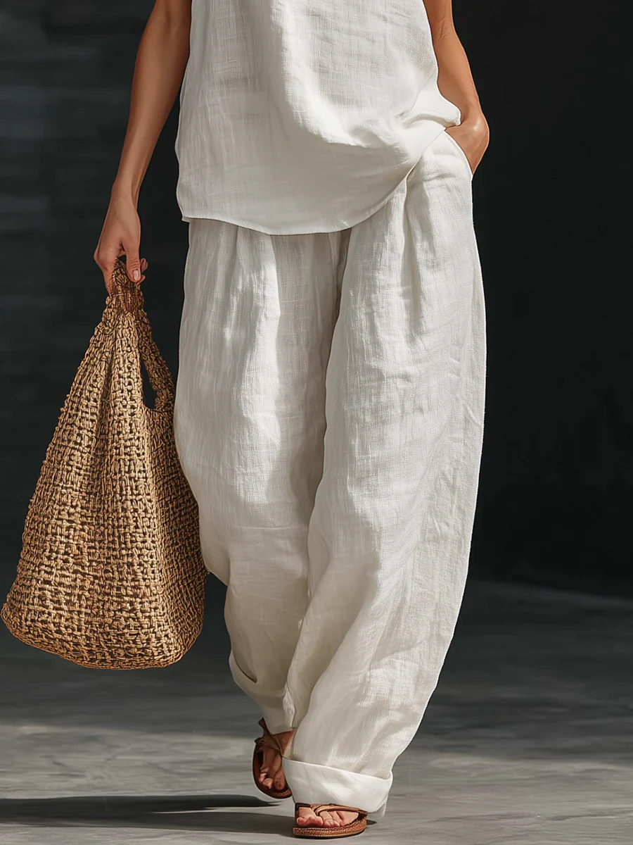 Carmen | Sleeveless Set with Wide-Leg Trousers