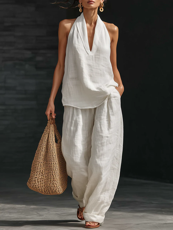 Carmen | Sleeveless Set with Wide-Leg Trousers