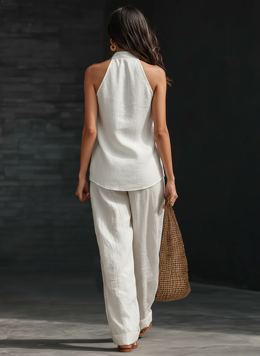 Carmen | Sleeveless Set with Wide-Leg Trousers