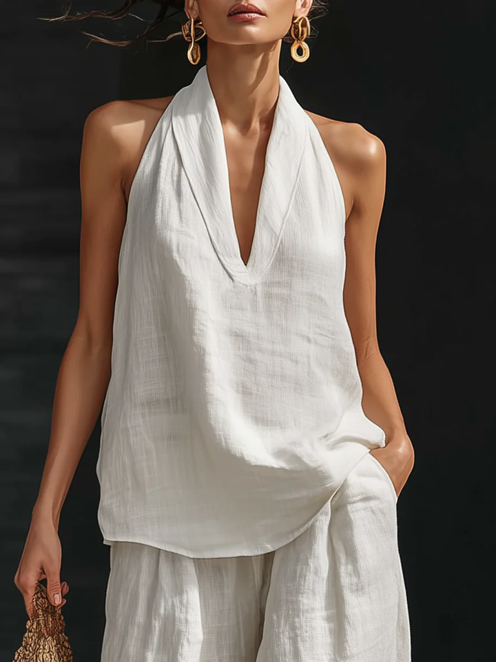 Carmen | Sleeveless Set with Wide-Leg Trousers