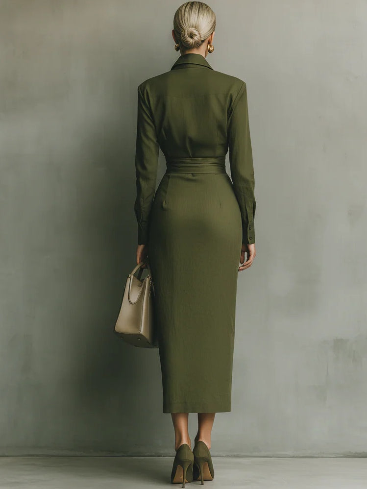Carmen | Maxi Dress in Military Green