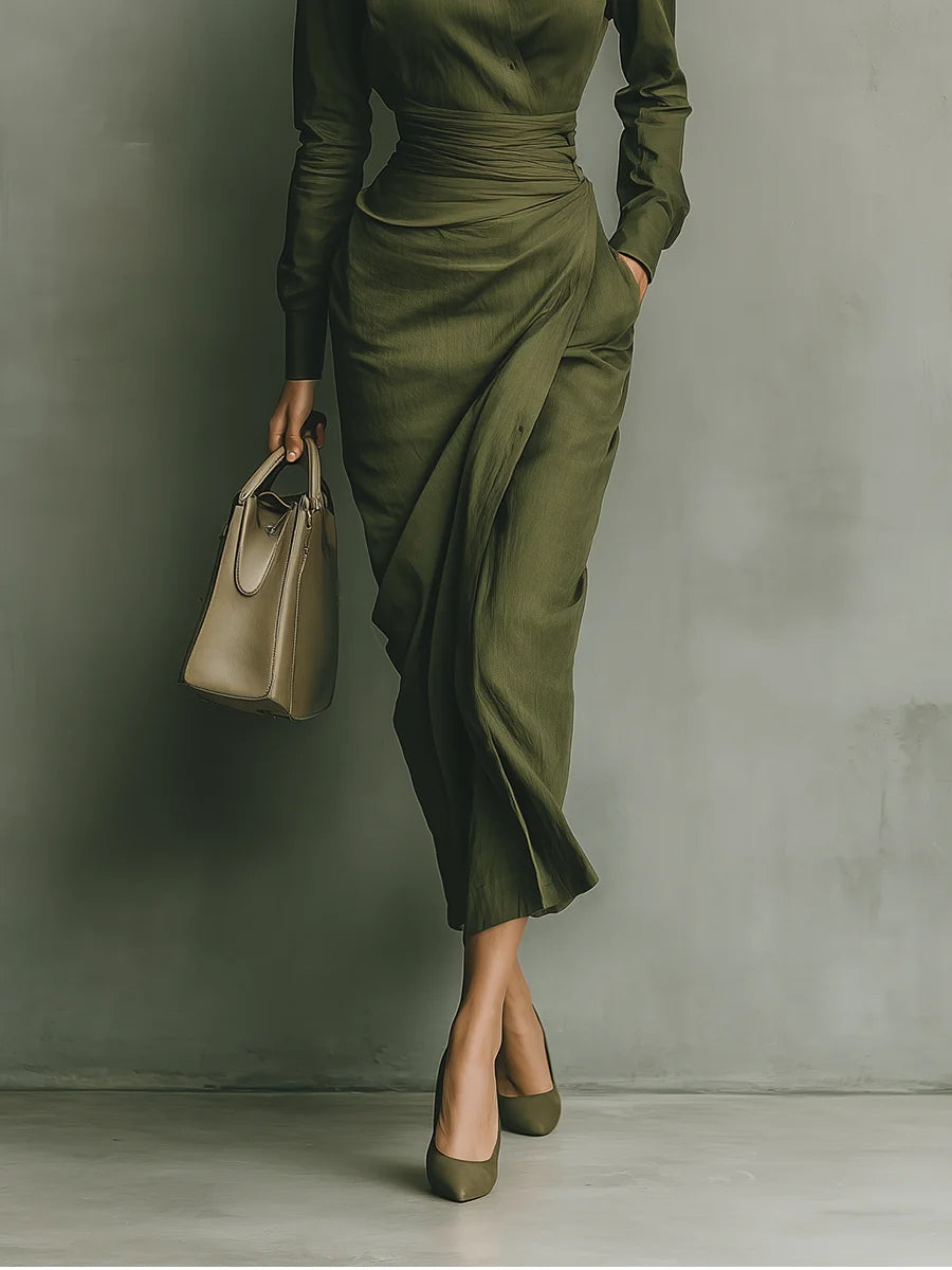 Carmen | Maxi Dress in Military Green