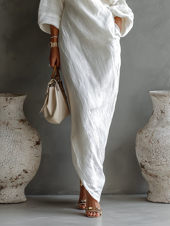 Carmen | Elegant One-Shoulder Maxi Dress in White