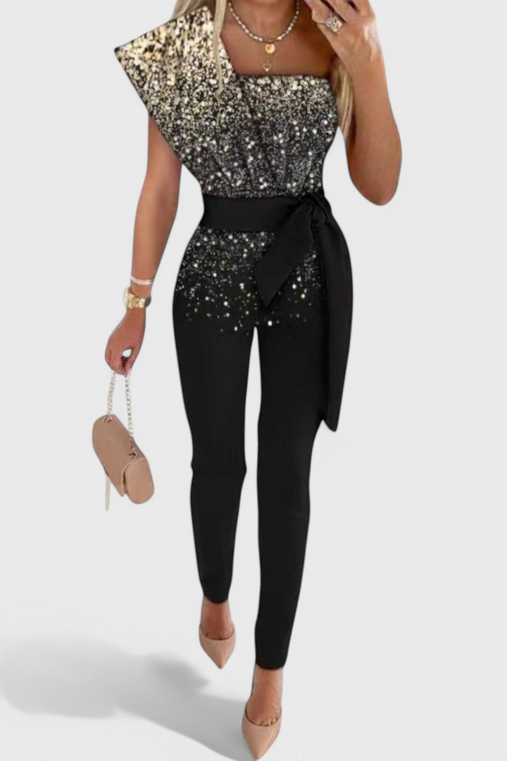Layla Sequin One-Shoulder Jumpsuit