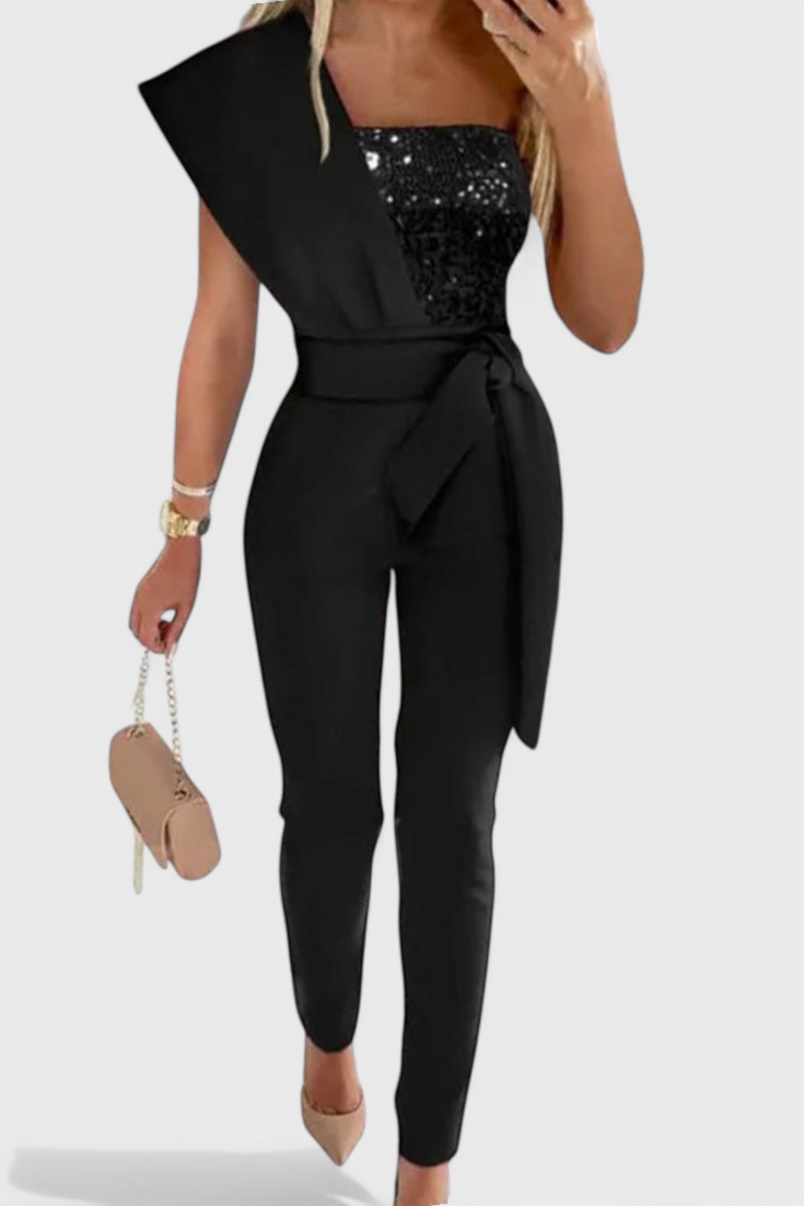 Layla Sequin One-Shoulder Jumpsuit