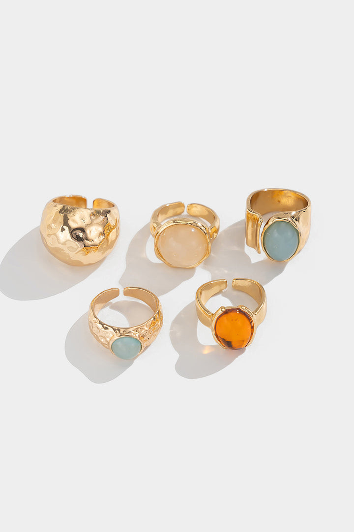 Open Ring Set with Rhinestones
