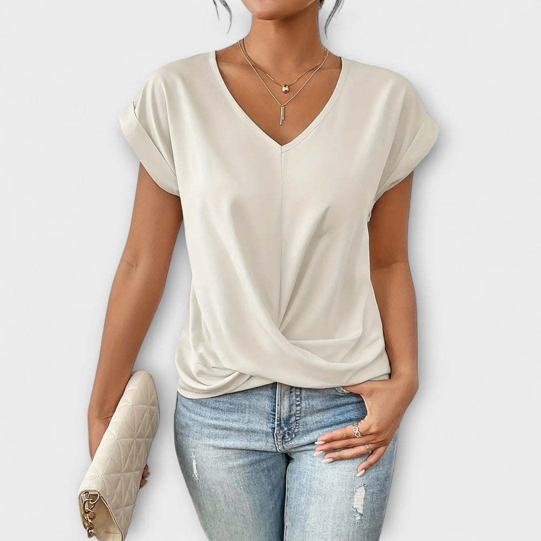 Elena | Blouse with V-neck and button detail