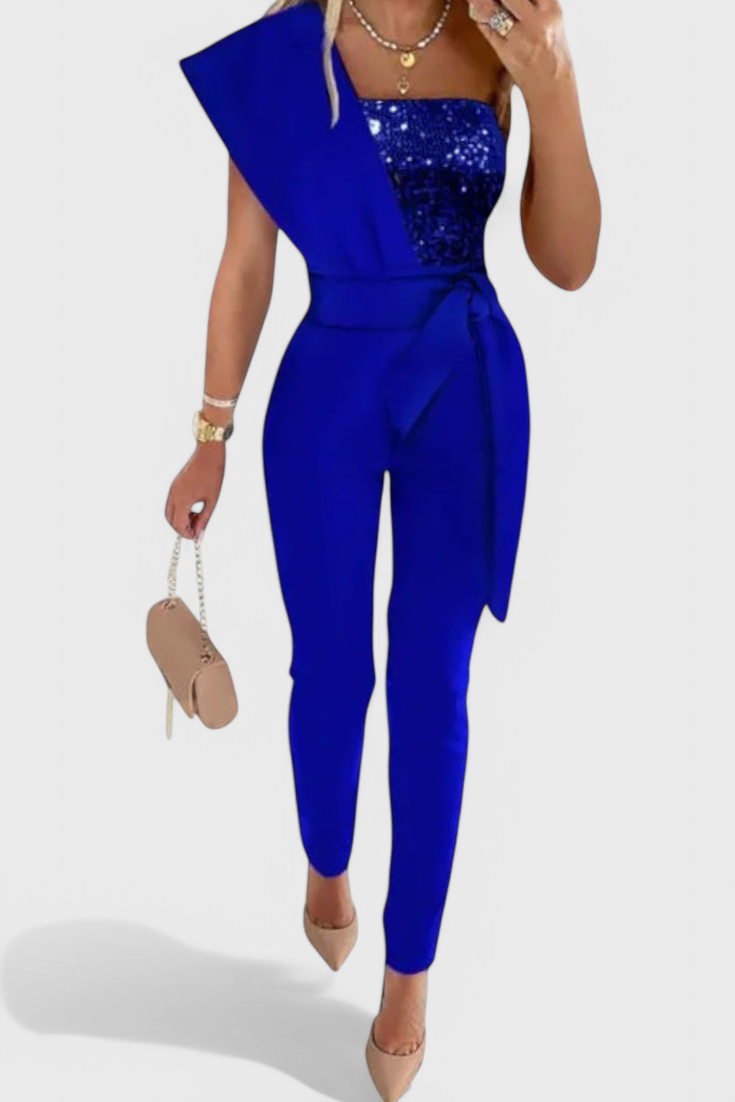 Layla Sequin One-Shoulder Jumpsuit