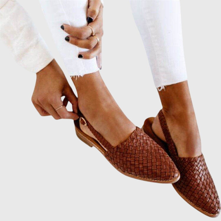 Women's Orthopaedic Woven Slingback Flats with Adjustable Strap for Summer