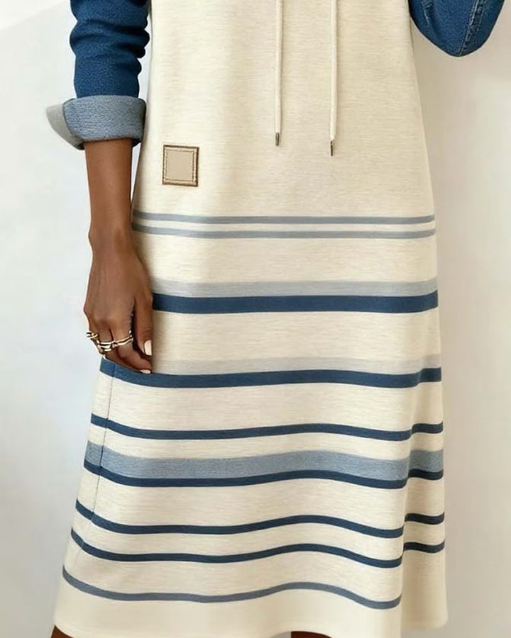 Camila | Striped Hooded Dress with Colour Mix