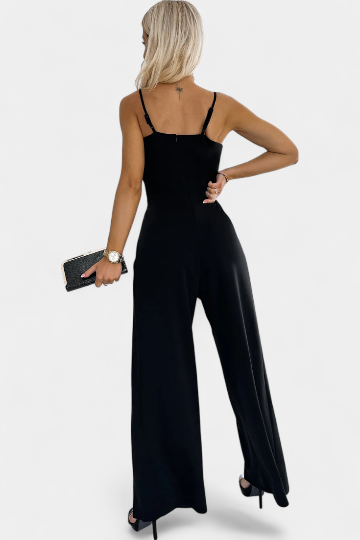 Prescillia Jumpsuit with Spaghetti Straps and Leg Opening