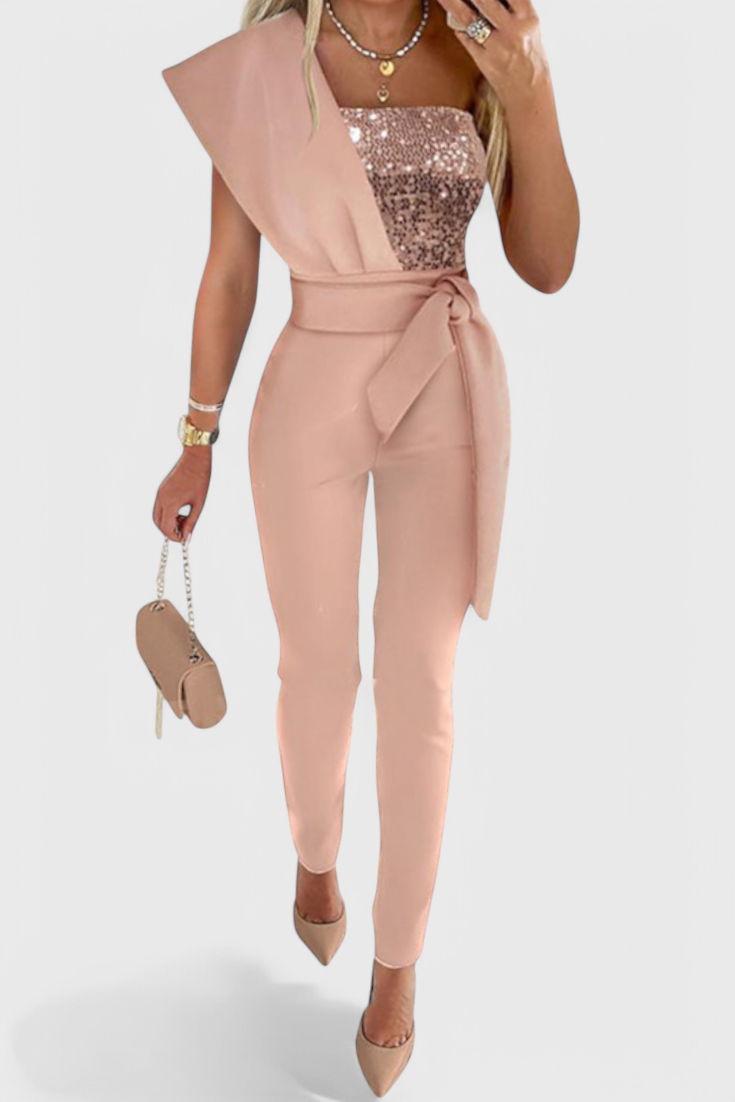 Layla Sequin One-Shoulder Jumpsuit