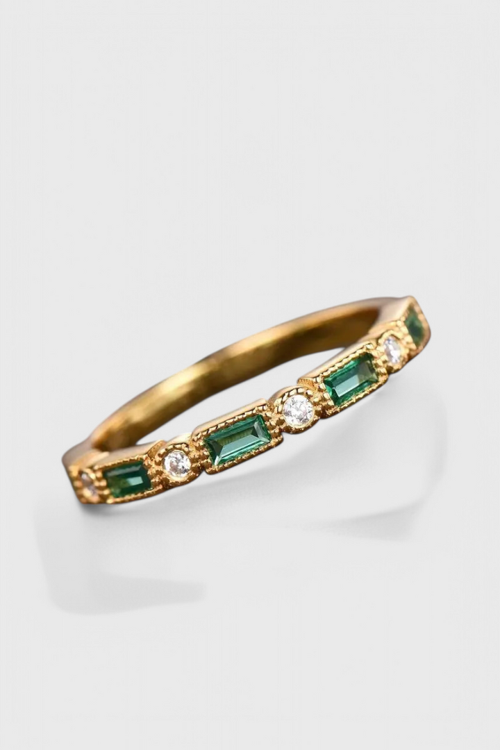 Gold Ring with Vintage Green Zirconia