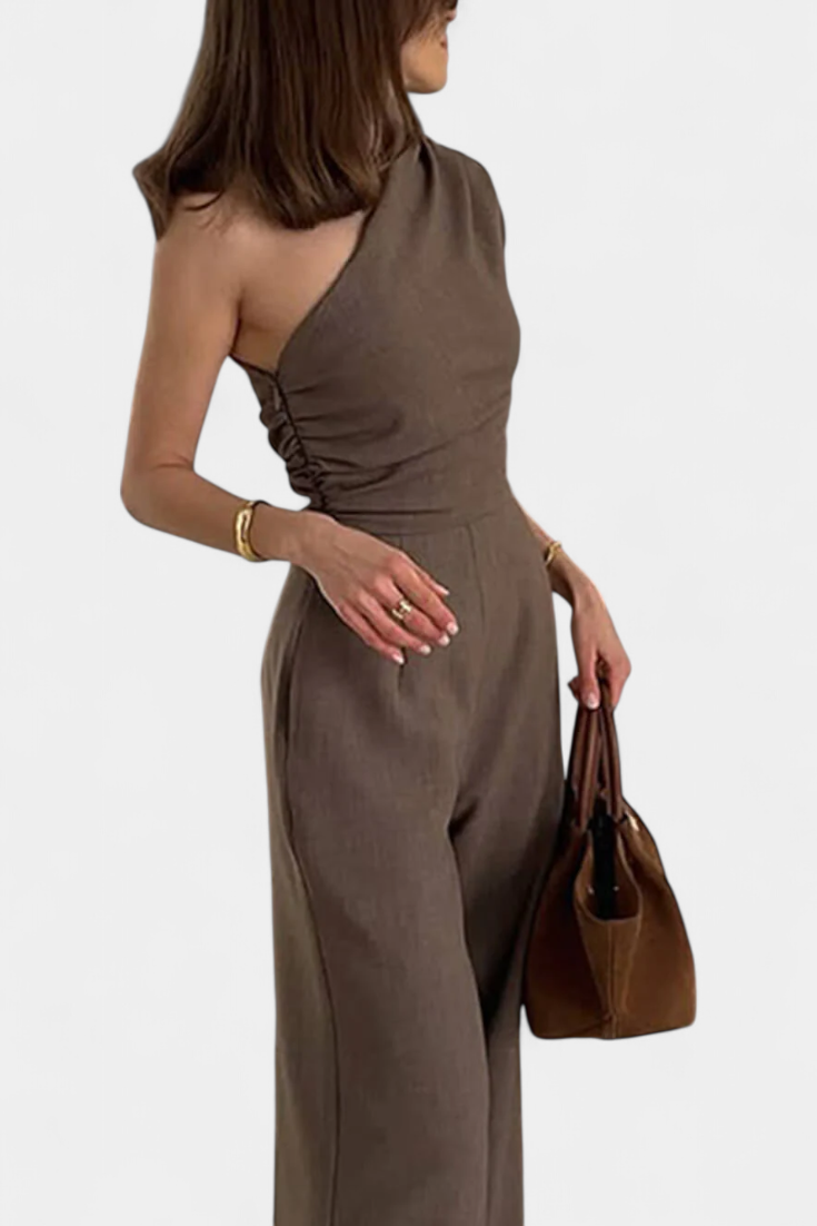 Elegant One-Shoulder Magnolia Mono with Ruching