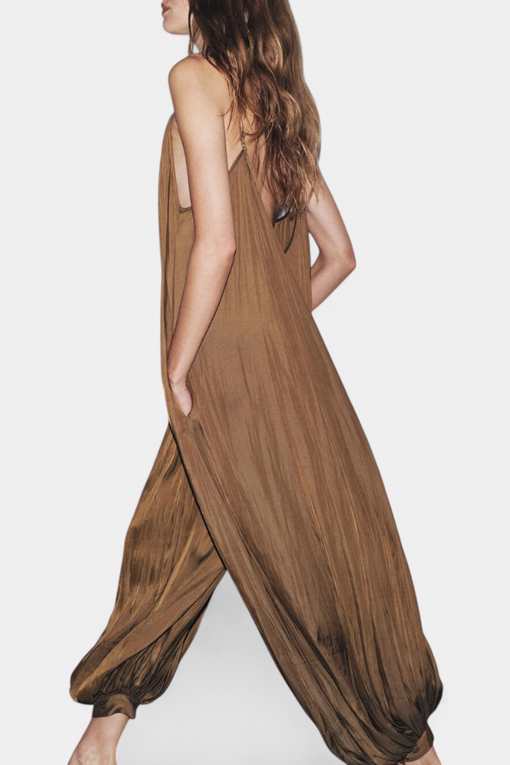 Lucy Long Pleated Jumpsuit with Relaxed Silhouette