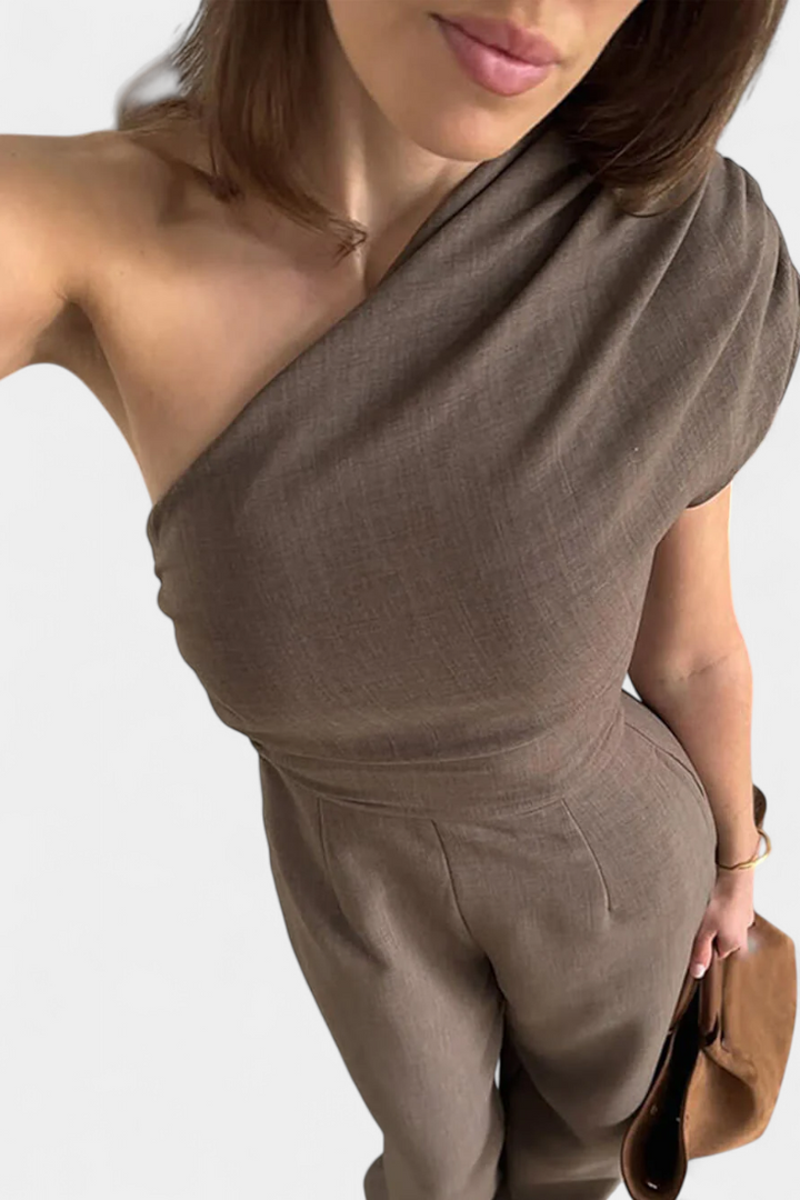 Elegant One-Shoulder Magnolia Mono with Ruching