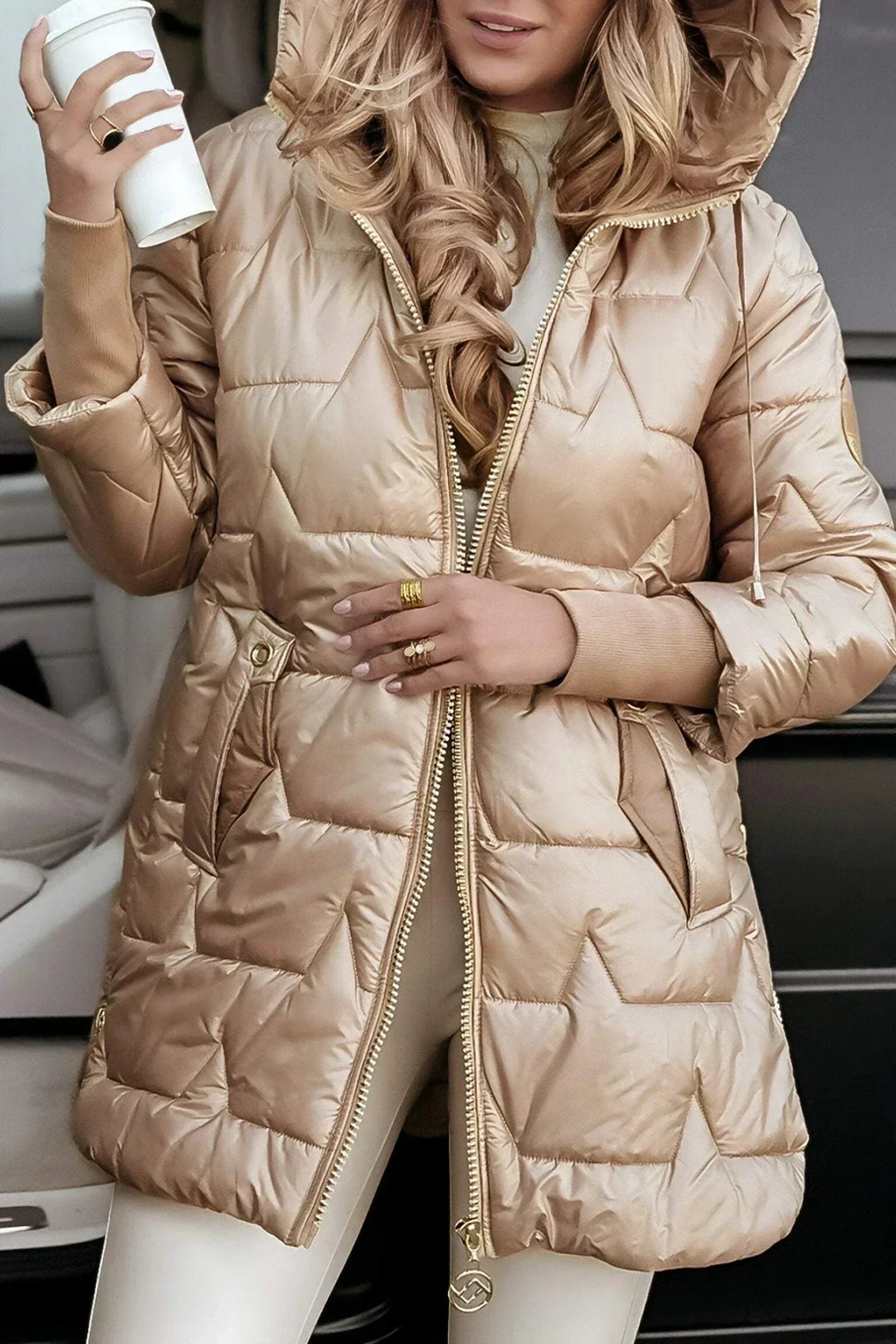 Nora - Elegant Winter Coat with Hood and Padding